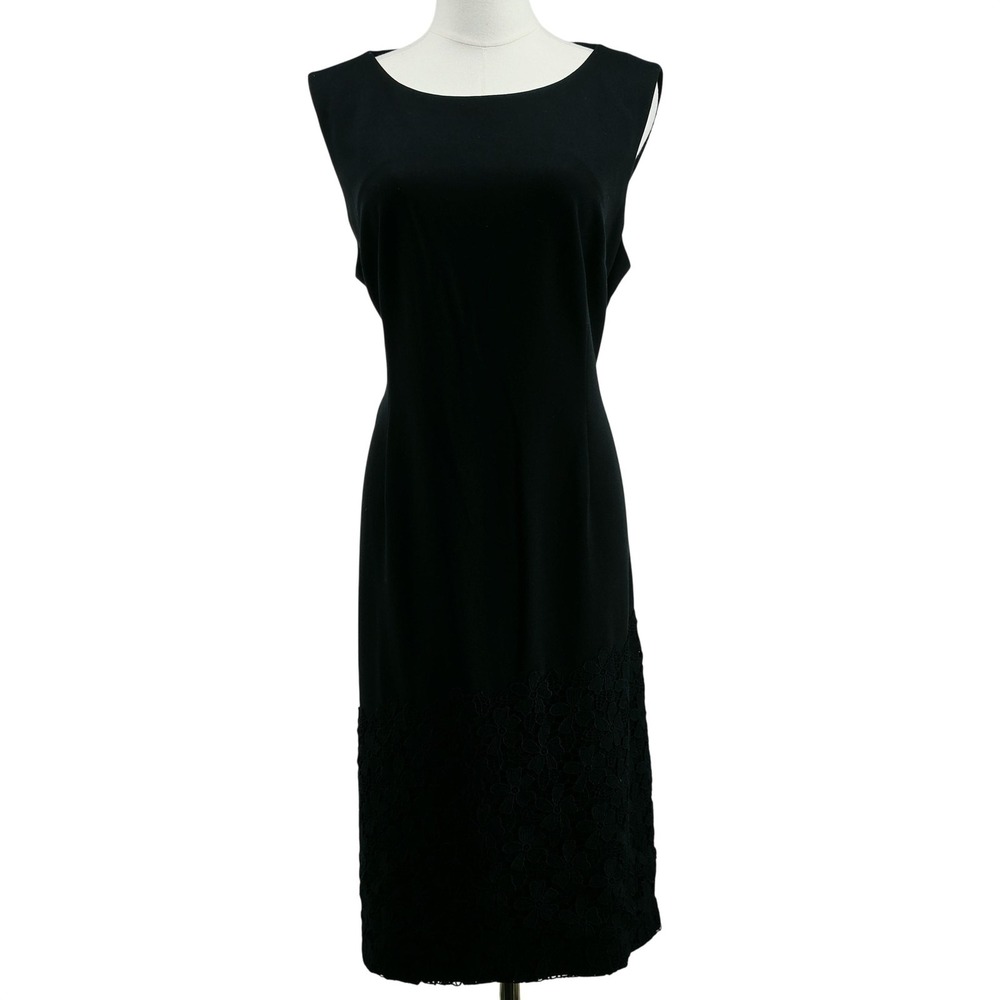 Karl Lagerfeld Paris Dress Womens XL/14 Black Sheath Knee Length Lined Zip Party